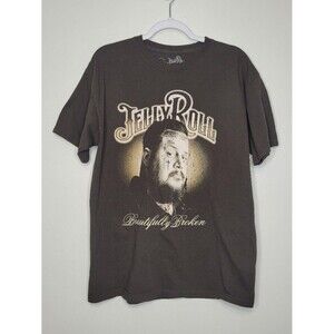 Jelly Roll Beautifully Brocken brown music band shirt size large